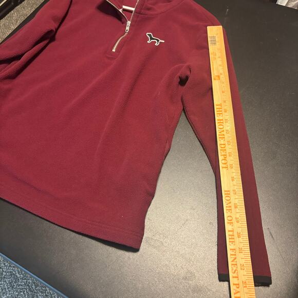 Victoria Secret Pink Women Maroon Dark Red Fleece 1/4 Zip Sweatshirt Size S - Picture 5 of 8
